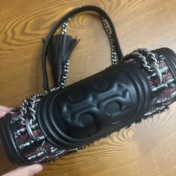 TORY BURCH Small Fleming Tweed Black Convertible Shoulder Bag - Picture 4 of 7